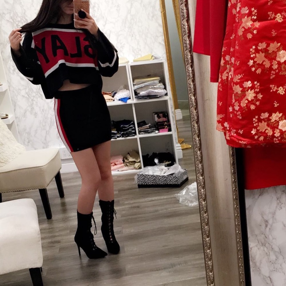 SLAY Crop Sweater & Mini Skirt Matching Set